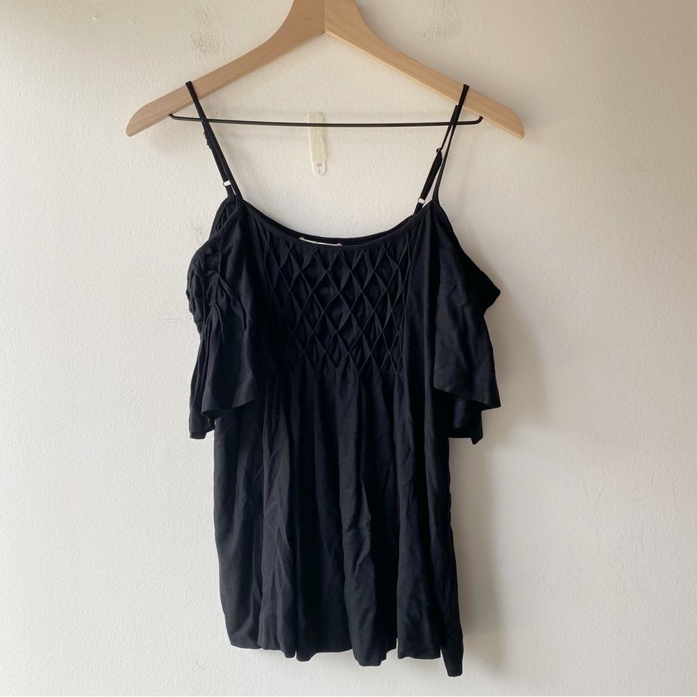 ella moss stella cold shoulder top in black